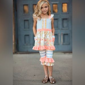 Floral Stripe Capri Set